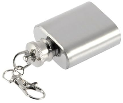 VINTORKY 1 Pocket Flask Hip Flask with Keychain Stainless Steel Hip Flask Whiskey Bottle Flat Lid Jug with Keychain Key Chain Kettle