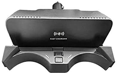 BTFWM 15W Car Wireless Charger Power Adapter, for BMW, for X1 X2 F39 F48 F49 2020 2021 Phone Holder Phone 12 Qi Fast Charging Plate Wireless Charging Pad (Size : With USB)