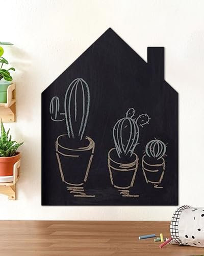 Magnetic Chalkboard Contact Paper for Wall Cute Shape Adhesive Magnetic Wall Board Wallpaper Roll in More Sizes and Colors (Black House, 22.8 x 46.5)