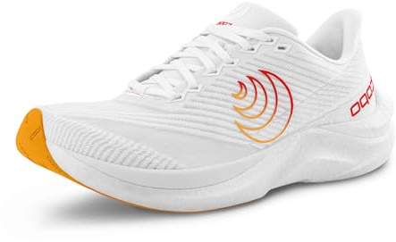 Topo Athletic Cyclone 3 Herren-Laufschuhe, leicht, bequem, 5 mm, Sportschuh für Straßenlauf, Weiß/Sonnenuntergang, 43 EU