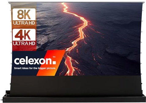 celexon HomeCinema Plus CLR UST-Bodenscheren-Aufroll-Motor-Hochkontrast-Möbeleinbau-Leinwand schwarz 92 | 203,7x114,6cm 16:9 | elektrische 8K,Full-HD Beamer-Leinwand | für Ultrakurzdistanz-Projektor!