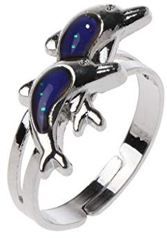 FUKAJOMFEN Jump Delfin Farbwechsel-Ring, Silber, Fingerbänder, Knöchel, Gelenkring für Frauen, weibliche Partys, Siehe Abbildung