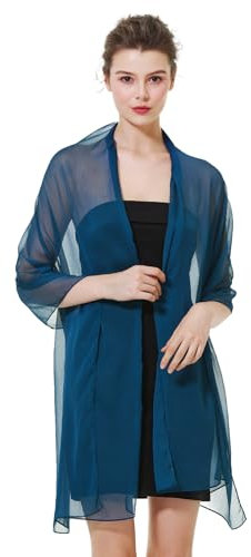 BEAUTELICATE Damen Stola Crepe Schal für Abendkleide Sheer Leichter Umschlagtücher Tüch Wrap Sommer für Braut Festlich Hochzeit (Teal Blue, Einheitsgröße)