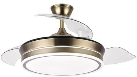 Zarivy Ventilador DC Bayomo Cuero 72W, 6120lm y 91dB. Con 3 aspas desplegables y opciones de luz 3000-4000-6000K. Incluye control remoto, temporizador y memoria para mayor comodidad.