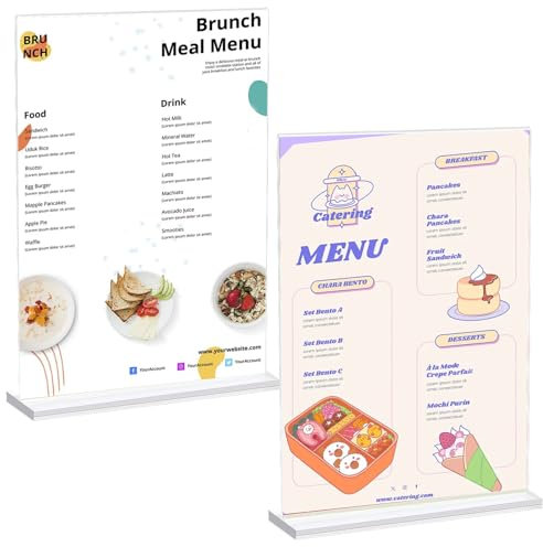 2 Stück A4 Aufsteller A4, Tischaufsteller A4, Acryl Aufsteller, Menükartenhalter, Postkartenständer, Speisekartenhalter, Werbeaufsteller, Transparent Acryl Tischständer für Büro Restaurants Menü