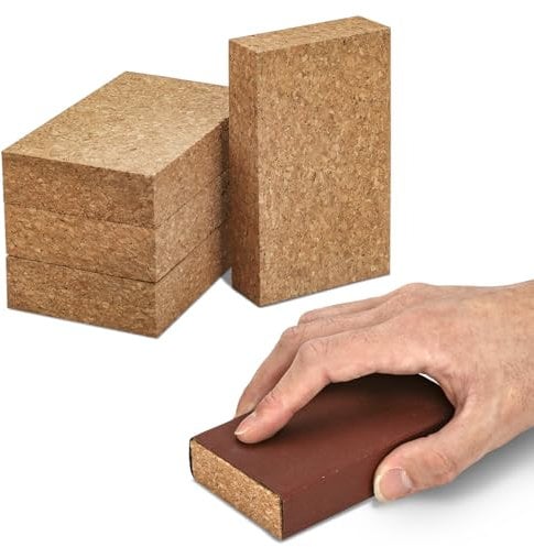 PinStone 4 Pack Cork Sanding Block, 3-8/9 x 2-3/8 x 7/9 Sandpaper Block, Sand Paper Block, Small Cork Block, Sander Block, Hand Sanding Block for Sandpaper, Wood