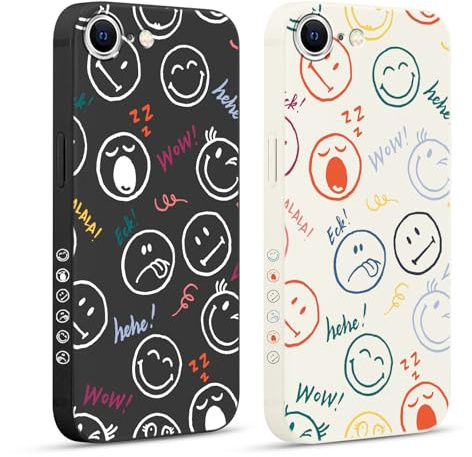 Pnakqil 2 Stück Handyhülle für iPhone 16E 6,1 Hülle, Lächeln Muster Niedliche Aesthetic Case Silikon Weiche für Mädchen Modische TPU Dünn Stoßfeste Kameratasche Tasche Schutzhülle