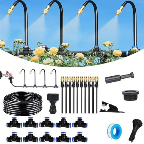 Kit di Irrigazione a Goccia, 360° Curved Garden Automatic Irrigation System, Kit Irrigazione Goccia Giardino, per Orto,Terrazzo, Paesaggio,Aiuola (10m)