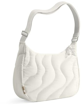 tomtoc 9L Puffer Tasche Damen Crossbody Bag Nylon Moon Bag Ruffle | Modische Schultertasche Damen mit Schulterriemen, für 11 Zoll iPad Pro Air & Tägliche Essentials, Handtasche Innenfächer