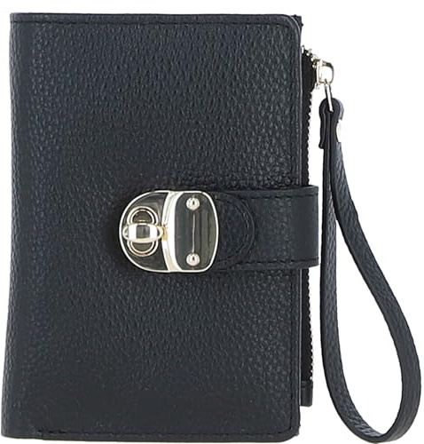 Ashwood Small Ladies Leather Purse - RFID Protected - Genuine Leather Compact Wallet for Women - Secure Twist Lock - Zip Pocket, Card Slots & Photo ID Window - Gift Boxed: 32047 (Black)