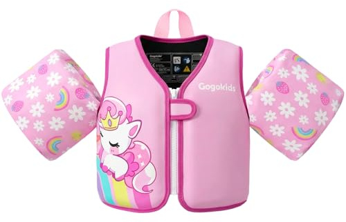 Gogokids Kinder Schwimmweste mit Schwimmärmeln, Kleinkinder Schwimmjacke mit Zwei Armbändern Kinder Schwimmhilfe Auftrieb für 2-6 Jahre/10-30KG Perfekt für Pool, Schwimmunterricht und Wasserpark