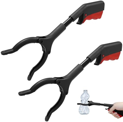 2 Stück Greifzange für Senioren, 30cm Greifer Klein zum Aufheben | Müllzange Greifzange, Kurz Müllgreifer Zange, Tragbare Müll Greifhilfe für Hof Garten Gripper