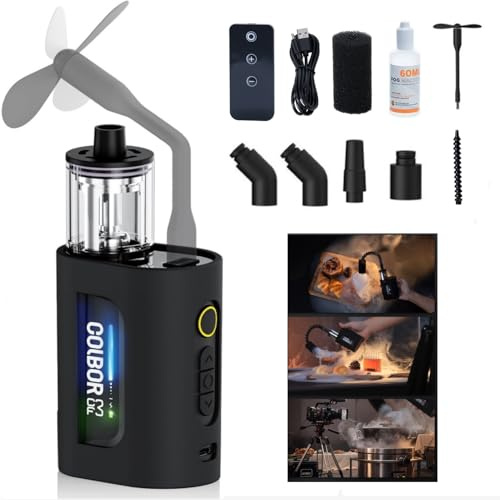 COLBOR CF3 Nebelmaschine Akku mit Fernbedienung,Mini Fog Smoke Machine Tragbare Rauchmaschine mit 60°-Kippschutzvorrichtung für Fotografie Videoproduktion, Halloween, Cosplay