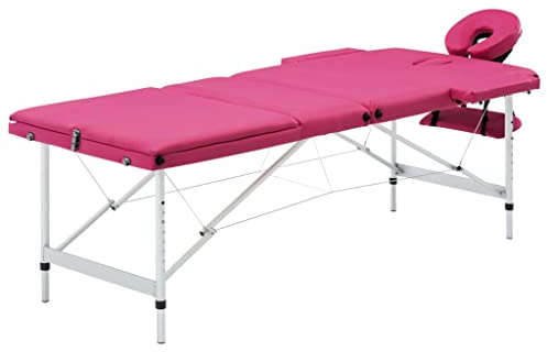 KMUNGDWG Klappbare Massageliege mit 3 Zonen und Aluminiumgestell, rosa, für privaten und professionellen Gebrauch, Dicke Schaumstoffpolsterung, resistent gegen Desinfektionsmittel