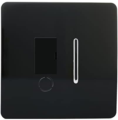 Trendi Switch Screwless Artistic Modern Glossy Tactile 230V Switched 13 A Single Fused Spur Connection Unit w/Flex Outlet Chrome Rocker in Piano Black - ART-FSBK