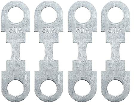 sourcing map 4 Stück Universal 50A Flachsicherungsstreifen Metall DC 32V Silberton für Auto