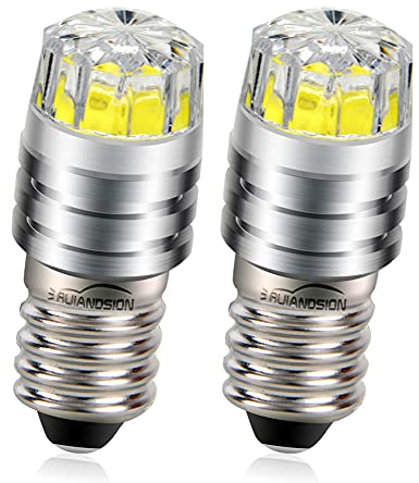 Ruiandsion - Bombillas LED de repuesto para linternas y linternas de cabeza, de 2 W COB 3 V, 6 V, 12 V, E10, Blanca/2700K Amarilla/4300 Blanca cálida, 2 unidades, Blanco, 6 V