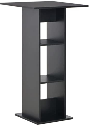 vidaXL Bartisch mit 2 Regalen Stehtisch Bartresen Tresentisch Bistrotisch Küchentisch Loungetisch Esstisch Frühstückstisch Tisch Schwarz 60x60x110cm