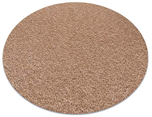 Einfarbiger Teppich Eton für Zimmer, Wohnzimmer, Schlafzimmer, Teppichboden Auslegware, beige, Verschiedene Größen, Kreis 150 cm