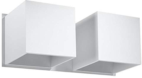 SOLLUX lighting Quad 2 Wandleuchte mit zwei Rechteckigen Schirmen - Lampe für Wohnzimmer Leuchte Esszimmer Wandbeleuchtung - Leuchte Küche aus Aluminium in Weiß 26 x 12 x 11 cm