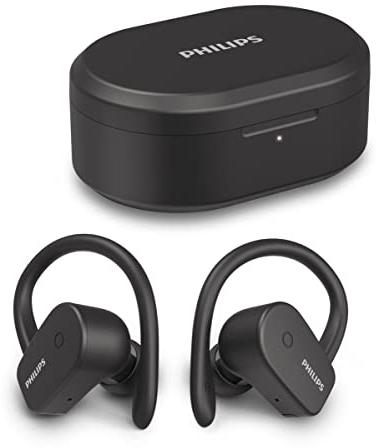 PHILIPS A5205BK/00 Cuffie Bluetooth Sport Wireless In Ear (Modalità Mono, Microfono, Impermeabilità IPX7, Ricarica Rapida, Supporto per L'orecchio Rimovibile) Nero