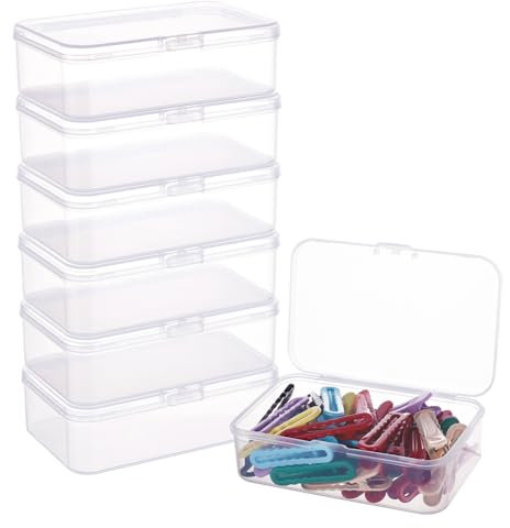 BENECREAT 8 Pack Rectangle Clear Plastic Bead Storage Containers Box Case with lid for Pins, Tiny Bead, Jewerlry Findings and Other Small Items(11.8x7.2x3.5cm)