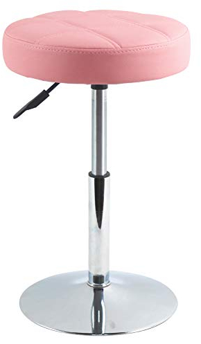 FURWOO Sgabello sedia da massaggio rotonda da salone in pelle PU Sgabello girevole regolabile Barbiere Salone di bellezza Sedia da bellezza per unghie Sgabello basso da bar Piccolo (rosa)