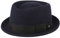 LIERYS Crushable Pork Pie Hut Herren/Damen - Hut aus 100% Wollfilz - Wasserabweisender Filzhut - Mit Garniturband - Made in Italy - Herbst/Winter dunkelblau 59 cm