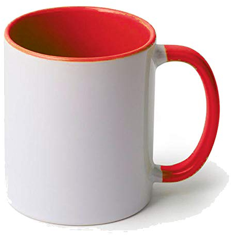 Tazas de cerámica con Interior y asa de Color Calidad (A) | Ideales para ser Impresas Mediante la sublimación | Material de Calidad (A) | Color Rojo