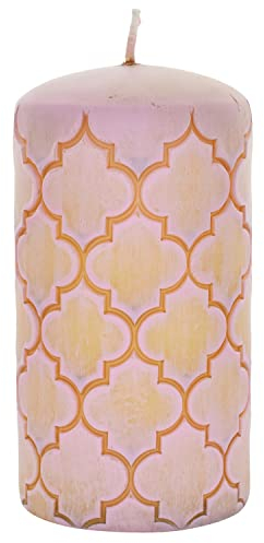 G Decor 100168 Stumpenkerzen, Messing, Marokko-inspiriert, Minze und Rosa, Hellrosa