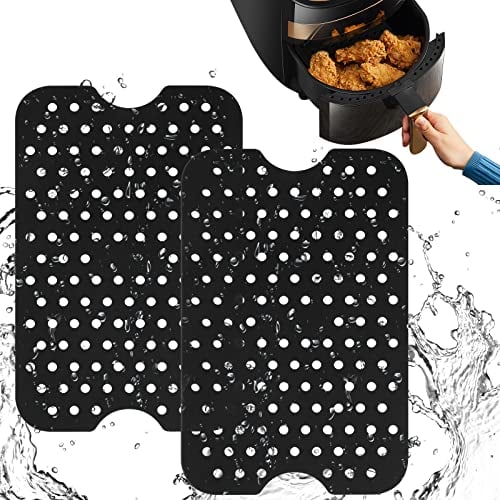 Vicloon Almohadilla de freidora de Aire,2 Pizas Accesorios Cuadrados de Silicona Antiadherentes,Revestimientos de Silicona Antiadherentes Reutilizables para Freidoras de Aire,Hornos, Microondas