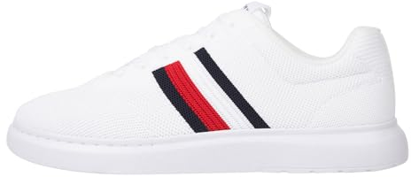 Tommy Hilfiger Herren Cupsole Sneaker Lightweight Knit Stripes Schuhe, Weiß (White), 46
