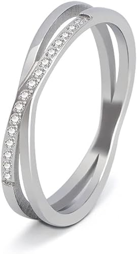 Ring, Temperament Kreuz Diamant Ring weiblich Titan Stahl Ring Licht Luxus 2022 New Niche Design Sense Exquisite Persönlichkeit (a 8) (Color : A, Size : 5)