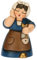 THUN, Frau mit Fisch aus Keramik, handdekoriert, Farbe Blau, Linie Klassische Krippe, Weihnachtsdekoration, 5 x 4,6 x 8,2 cm h