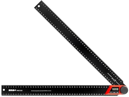 SOLA WMD 500 - Goniometro digitale - Lunghezza 500 mm - Angolo di arresto con display LCD per misurazioni angolari esatte - Angolo di falegname digitale - Goniometro con righello per la lavorazione di