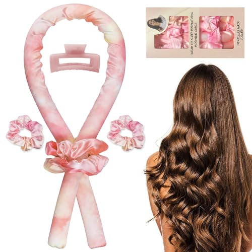 Bigoudis Cheveux, Boudin cheveux Boucle Sans Chaleur Set Boucles sans Chaleur Gros bigoudis Cheveux Coiffure Bricolage Hair Curler 1 unité et Chouchou soie 2 unités 1 Une épingle à cheveux