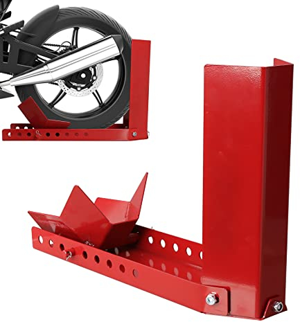 Cecaylie Motorradwippe, Motorradständer Motorrad Vorderradklemme x2,Motorradwippe Geeignet für 8-24 Zoll Reifen,Motorrad Transportständer mit 3 Ankerbolzenlöchern,Verladehilfe Schiene