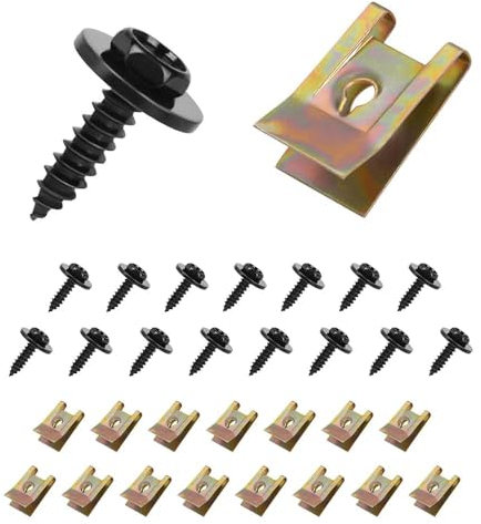 yotutun 30 juegos de tuercas de chapa para tuerca, kit de clip autorroscante, juego de tuercas de clip de rosca, tuerca, tornillos autorroscantes, clips de fijación para guardabarros de coche,
