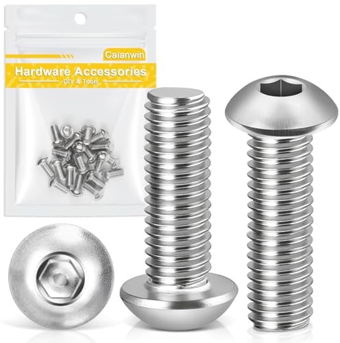 Caianwin M6 x 16mm 20Pcs Linsenkopfschrauben Innensechskant 304 Edelstahl Flachrundkopfschrauben für den Möbeleinbau,Industriebereiche