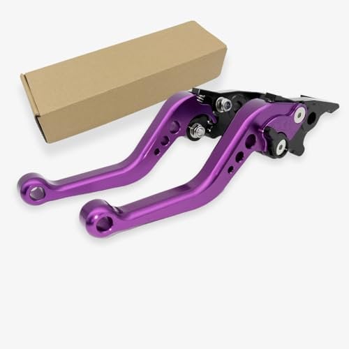 1 paio di leve del freno per moto, universali, regolabili, in alluminio, a doppio disco, per la maggior parte delle moto e scooter elettrici (viola)