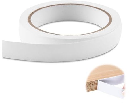 18mm x10m Worktop Edging Strip White Self-Adhesive, Furniture Edging Strip Secure Hold Without Ironing for Desk Wardrobe Cabinet Door Frame Furniture Edge Restoration