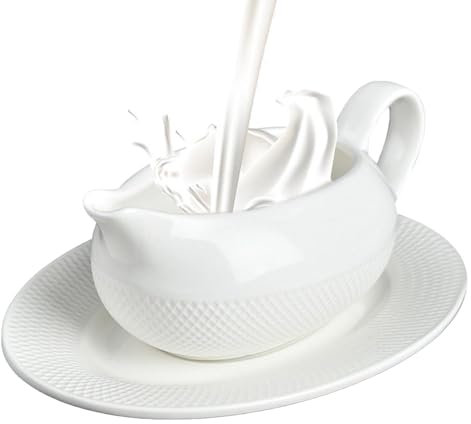 Sauciere mit Untertasse – Weiße Sauciere mit Untertasse, Soßenschale, Servierschale | Keramik-Dressing-Spender, Dip-Schalen, Saucenschale mit Tablett, Saucen- und Salatdressing-Schiffchen für besonder