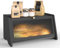 Black Bread Bin, Bamboo Bread Bins for Kitchen Countertop, Large Retro Storage Box for Homemade Bread Fruits & Spices with Acrylic Frosted Window