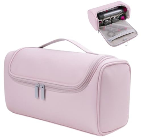 Ruioomeep Reisetasche für Dyson Airwrap Styler und Shark, Tragbare Aufbewahrungstasche für Dyson Supersonic und Zubehör, Haartrockner Tragetasche mit Haken für Modellierwerkzeuge und Zubehör (Rosa)