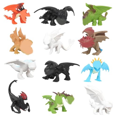 Dragon Figuren, Cartoon Kuchen Figuren, 12 pcs Dragon Geburtstag Dekoration, Drachen Action Figuren Cartoon Mini Harz Figuren Ideal Als Kleines Geschenk für Kinder Ab 3 Jahren