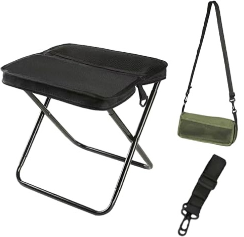 Campinghocker Faltbarer Rucksack Form Tragbarer Klapphocker Mini Klappstuhl Klein Falthocker Gartenhocker, Pocket Handbag Stool Ultraleicht & Stabil bis 120 kg für Angeln Picknick (Schwarz, Hoch 31CM)