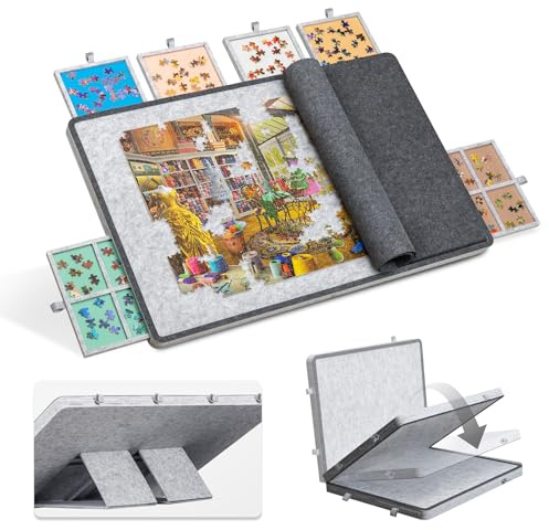 Jigpal 1500 Piece Tilting Jigsaw Puzzle Board with 6 Drawers & Cover | Foldable Puzzles Table with 3 Angle Adjustable Built-in Easel/Stand, Lightweight Jigsaw Game Boards for Adults