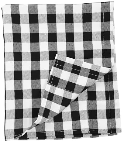 IMIKEYA Rideaux Cuisine à Carreaux Noirs et Blancs en Polyester, Lot de 2 Pièces, Décoration Unique et Délicate pour Fenêtre Cuisine ou Salle de Bain