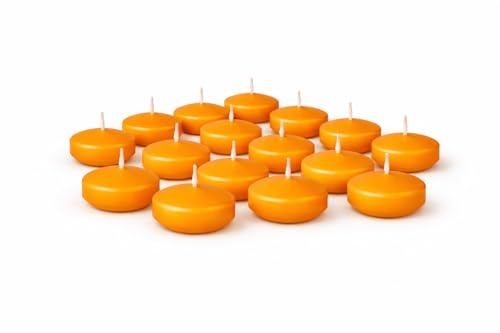 Premium Schwimmkerzen Set 20 Stück – Ø 50mm x 30mm Wasserkerzen Made in Germany – 4h Brenndauer & RAL Zertifiziert – Schwimmende Teelichter für Hochzeit, Tischdeko, Glasschale & Teich (Orange)