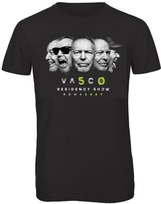 Bughyprint Tshirt Maglia Maglietta Vasco VA5SC0 Residency Show 2027 Merch Roma Edizione Limitata Vasco Rossi